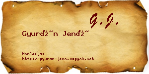 Gyurán Jenő névjegykártya